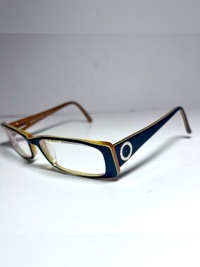 Helium Eyewear Eyeglasses Frames 4109N Brown Blue Crystal Accents